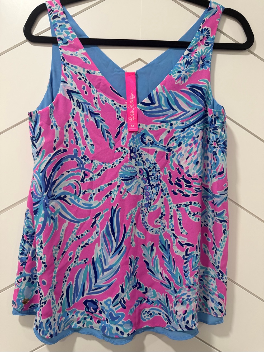 Lilly Pulitzer XS New Kids On The Dock FLORIN REVERSIBLE TOP V-Neck Tank EUC